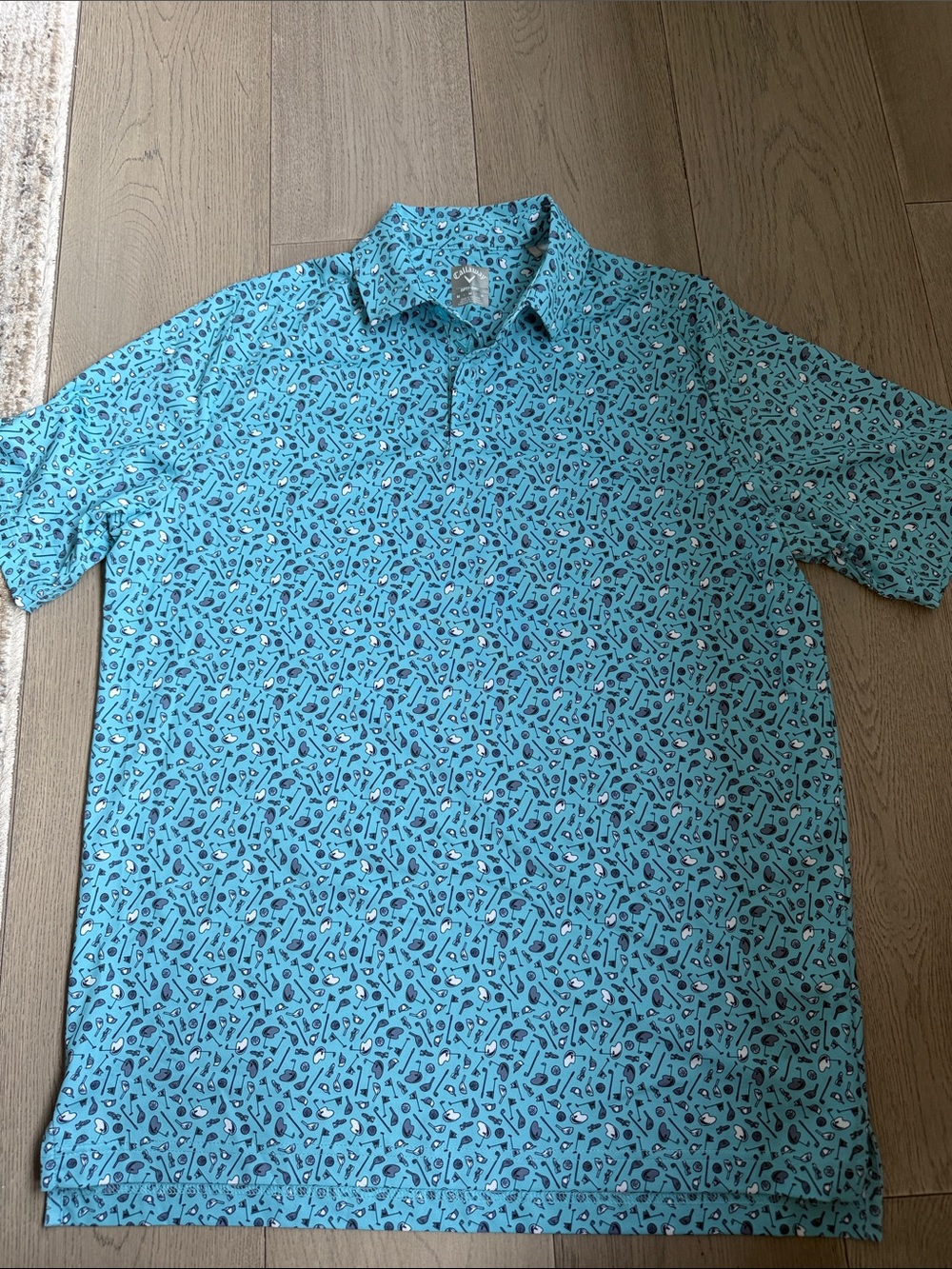 Callaway Teal Blue Patterned Golf Polo